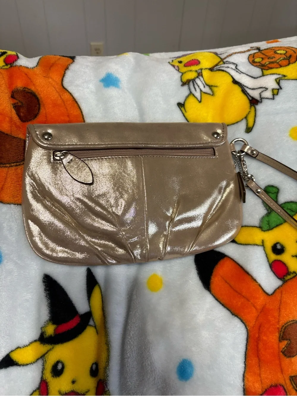 Coach Metallic gold Leather Wristlet Clutch